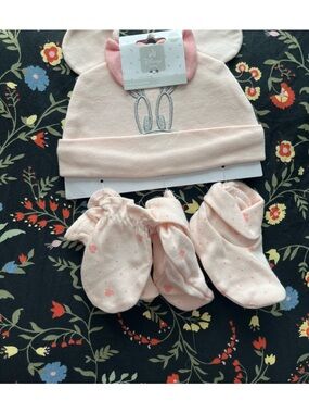 Disney Baby Pink Bunny Hat and Mittens Set